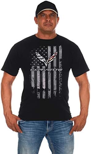 JH DESIGN GROUP mens Chevy Corvette T-shirt Distressed American Flag Chevy Corvette T-shirt Distressed American Flag (pack of 1)