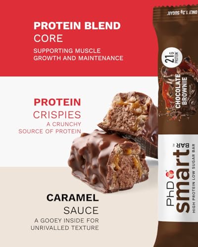 PhD Nutrition Smart Protein Bar Low Calorie, Nutritional Protein Bars/Protein Snacks, High Protein Low Sugar, Chocolate Brownie Flavour, 20g of Protein, 64g Bar (12 Pack) - Image 4