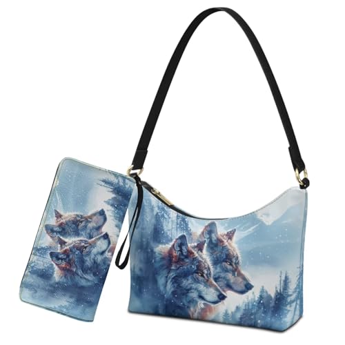 Leather Purse and Wallet Set Womens Shoulder Handbags with Matching Wallet Small Hobo Tote Bag Purse Clutch