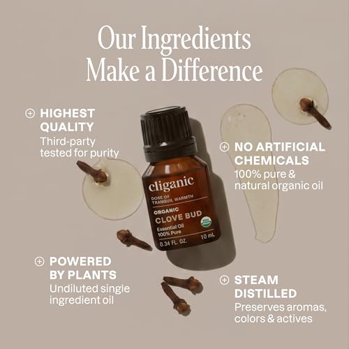 Image of Cliganic Organic Clove Bud Essential Oil, 100% Pure Natural for Aromatherapy | Non-GMO Verified