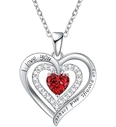 LIANYU Heart Necklaces for Women, Birthday Gifts for Women Birthstone Women Necklace Jewelry for ...