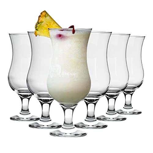 LAV 6X Clear 460ml Fiesta Pina Colada Glasses - Large Tall Hurricane Pineapple Martini Milkshake Party Drinking Glass Set
