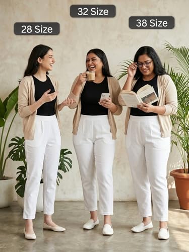 Image of Leriya Fashion Linen Loose Pants for Woman |Linen Trouser for Women | Ankle Length Straight Pant Women | Ladies Loose Pants Woman with Elastic Closure |High Waist Formal Office Trousers