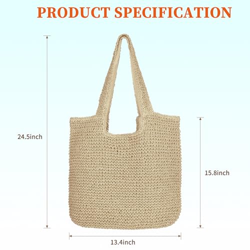 Image of Beach Shoulder Bags for Women,Handwoven Rattan Straw Beach Bag Summer Sea Casual Shoulder tote Basket Bag For Women