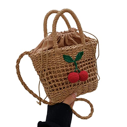 Sac à bandoulière en paille avec grand volume seau pour femme
