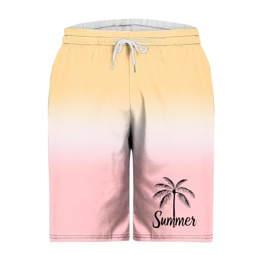 Men Hawaiian Shorts Fashion Gradient Print Elastic Waist Plus Size Loose Comfy Big Tall Beach Casual Swim Trunks2