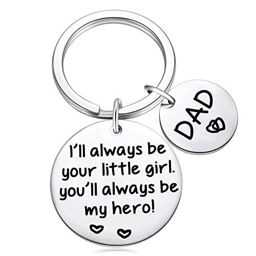 Father's Gifts Keychain Fathers Day Birthday Gift From Daughter Son Children - You Will Always Be My Hero Keychain