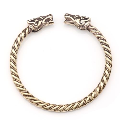 Drachensilber Armschmuck Wikinger Armband Himmelswölfe Wikingerschmuck Armreif Bronze Hati Skalli Mittelalter Männer groß und massiv