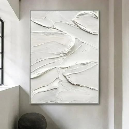 Toile décoration murale salon paysage moderne et peinture blanche texturée