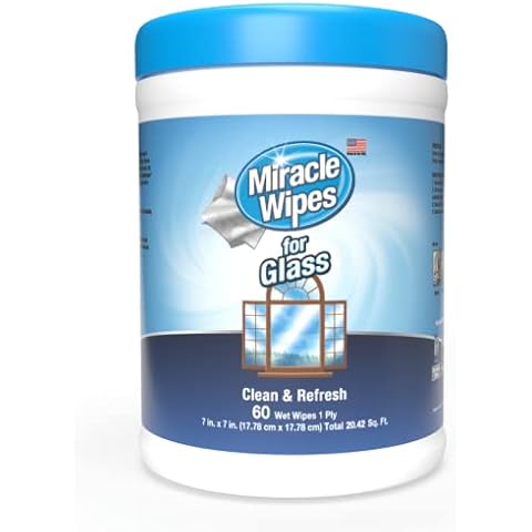 MiracleWipes for Glass - Disposable, Streak Free Cleaning Wipes for Mirrors, Windows, Home and Auto - (60 Count) Cover