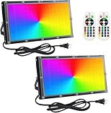 Reflector luz LED de gran capacidad 3000K para exteriores baja a un gran precio 2PCS 50W Reflector Led Exterior RGB, Luz de Inundación LED RGB, Luz Lampara para Exterior, IP65 a Prueba de Agua, Para...