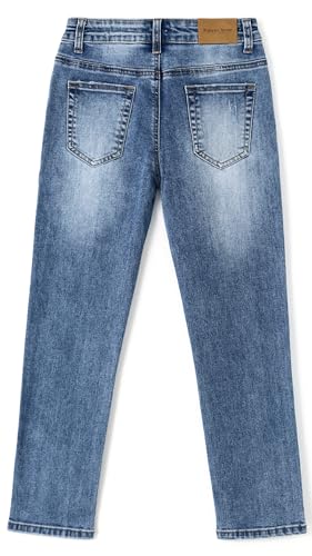 KIDSCOOL SPACE Girl Slim Jeans,5-14T Straight Fit Simple Desgin Denim Pants2