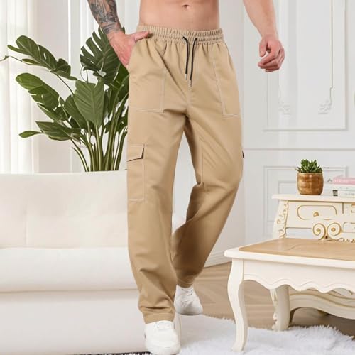 DESKABLY Mens Cargo Pants Relaxed Fit Casual Stretch Work Pant Tappered Workout Athletic Pants Elastic Waist Joggers Pockets3