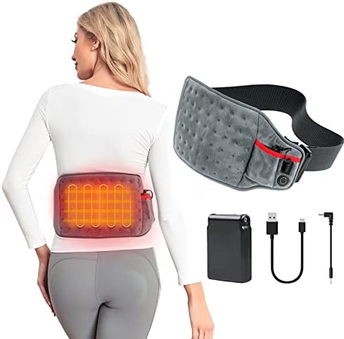 Vofuoti Cordless Heating Pad, Portable Heated Pad with Battery and 3 Heat Settings for Back Pain Relief, Abdomen Cramps