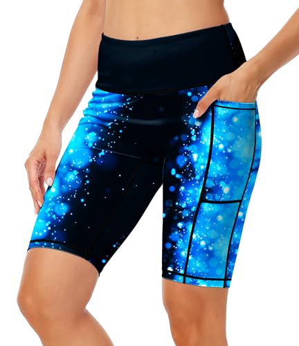 Image of AOBUTE Womens 9 inch /10 inch /11 inch Long Swim Board Shorts High Waisted UPF 50+ Biker Shorts with Pockets