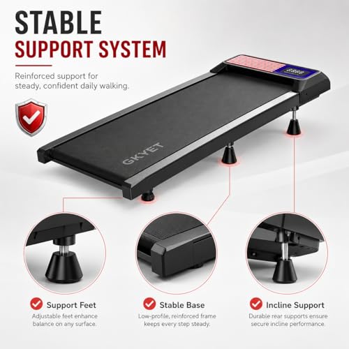 Image of Walking Pad Treadmill, 8% Incline Under Desk Treadmill for Home Office | Quiet 2.5HP motor, 265 lb capacity, 0.6-4 MPH speed, 15 x 35.4 in belt, compact for small spaces