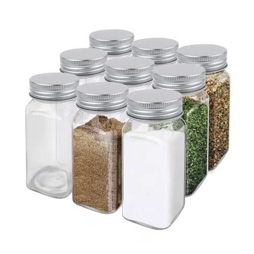 ZUFECY 4oz Glass Spice Bottles with Shaker Lids, 9-Jar Space-Saving Spice Organizer for Spice Jars, Kitchen Organizer and Storage Shelf (Set of 9, 120ml)​
