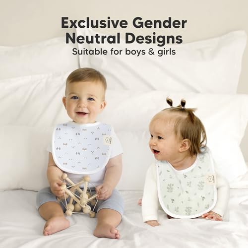 Image of 8-Pack Organic Baby Bibs for Boys, Girls - Soft Cotton Drooling and Teething Bibs for Baby Girl & Boy, Extra Absorbent, Easy to Clean & Put On for Toddler, Newborn, Infant 0-24 Months (Prairie)