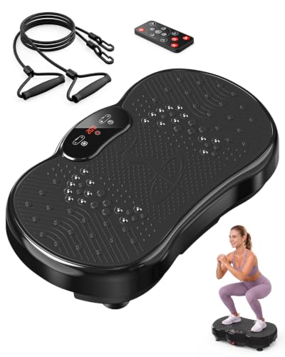 HTM Plateforme Vibrante Oscillante, Plaque Vibrante Corporelle pour Perte De Poids, Plateforme Vibrante avec Fentes pour Bandes De Résistance, Capacité De 300 Livres (136 kg), 120 Vitesses, 9 Modes