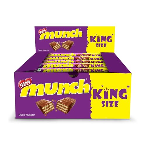 Image of Nestle MUNCH King Size | Choco Coated Crunchy Wafer Bar | Crunch Like a King, 42 units x 17.4g, 730.8g (Pack of 2 )