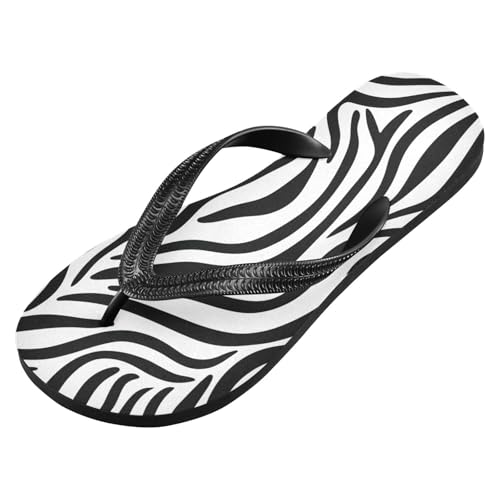 Women Beach Summer Casual Flip Flop Zebra Pattern Black and WhiteQuick Dry Sandals Slipper for Men A2301224