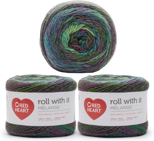 Image of Red Heart Roll with It Melange Curtain Call Yarn - 150g /5.3oz - Acrylic - 4 Medium (Worsted) - 389 Yards - Knitting /Crochet, Catwalk (Pack of 24)