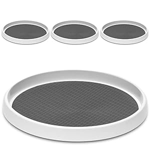 [ 4 Pack ] 12 Inch Non-Skid Turntable Lazy Susan Organizers – Spinning Rack for Cabinet, Pantry Organization and Storage, Kitchen, Fridge, Vanity, Countertop, Under Sink Organizing, Spice Spinner