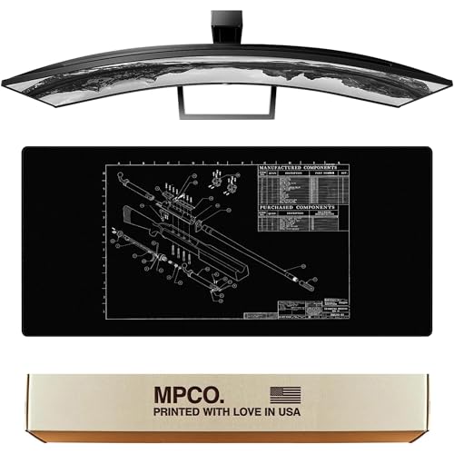 MPCO Blueprints Gaming Desk Pad 36"x17" Non-Slip Washable