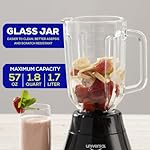 Universal 550W Mass Vital Blender - Glass Jar 57 Oz / 1.8 Quart / 1.7 Liter, 2 Speed + Pulse Function and 4 Stainless Steel Blade with Chrome Steel Technology - Image 3