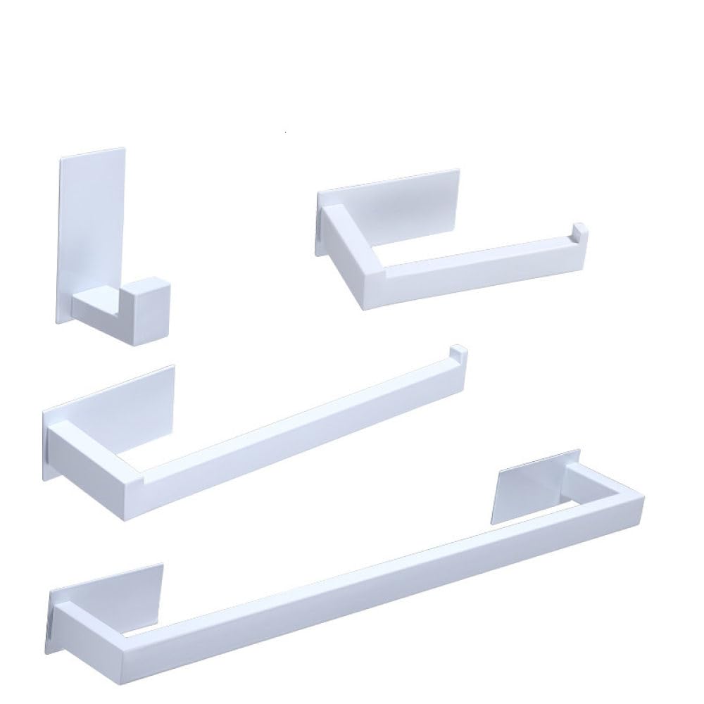Juego de ganchos adhesivos para toallas, sin taladro, acabado cepillado, kit de accesorios de baño con anillo de barra de toalla y soporte TP, 4 piezas para una fácil instalación y una nización