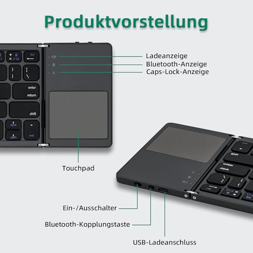 Faltbare Bluetooth-Tastatur Mcbazel Tragbare mobile Lösung