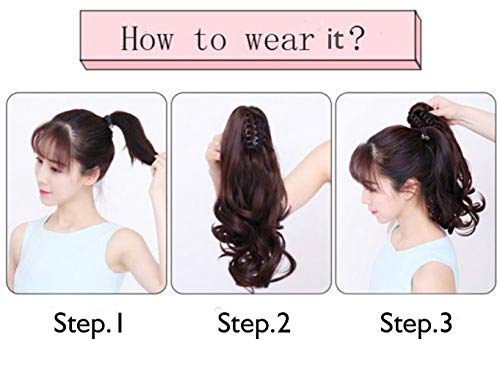 Felendy Ponytail Extension Claw 18" 20" Curly Wavy Straight Clip In Hairpiece One Piece A Jaw Long Pony Tails For Women Ash Blonde Mix Light Brown #TOP5