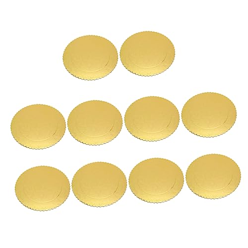 PRETYZOOM 10 Pcs Cake Base Round Cake Boards Baking Cake Decorating Supplies Making Cake Boards Round Cake Packing Pad Simple Cake Pads Dessert Board for Birthday Sturdy Cake Circle Golden