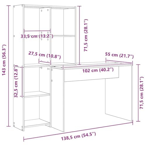 Bureau avec étagère blanc en bois idéal pour petits espaces