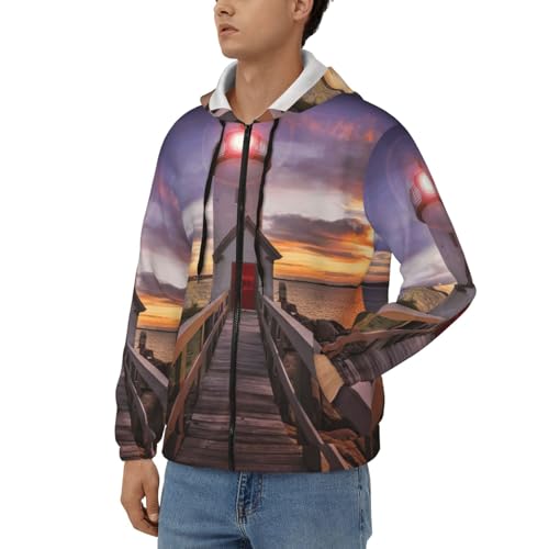 Sweat à capuche zippé homme manches longues veste décontractée Lighthouse