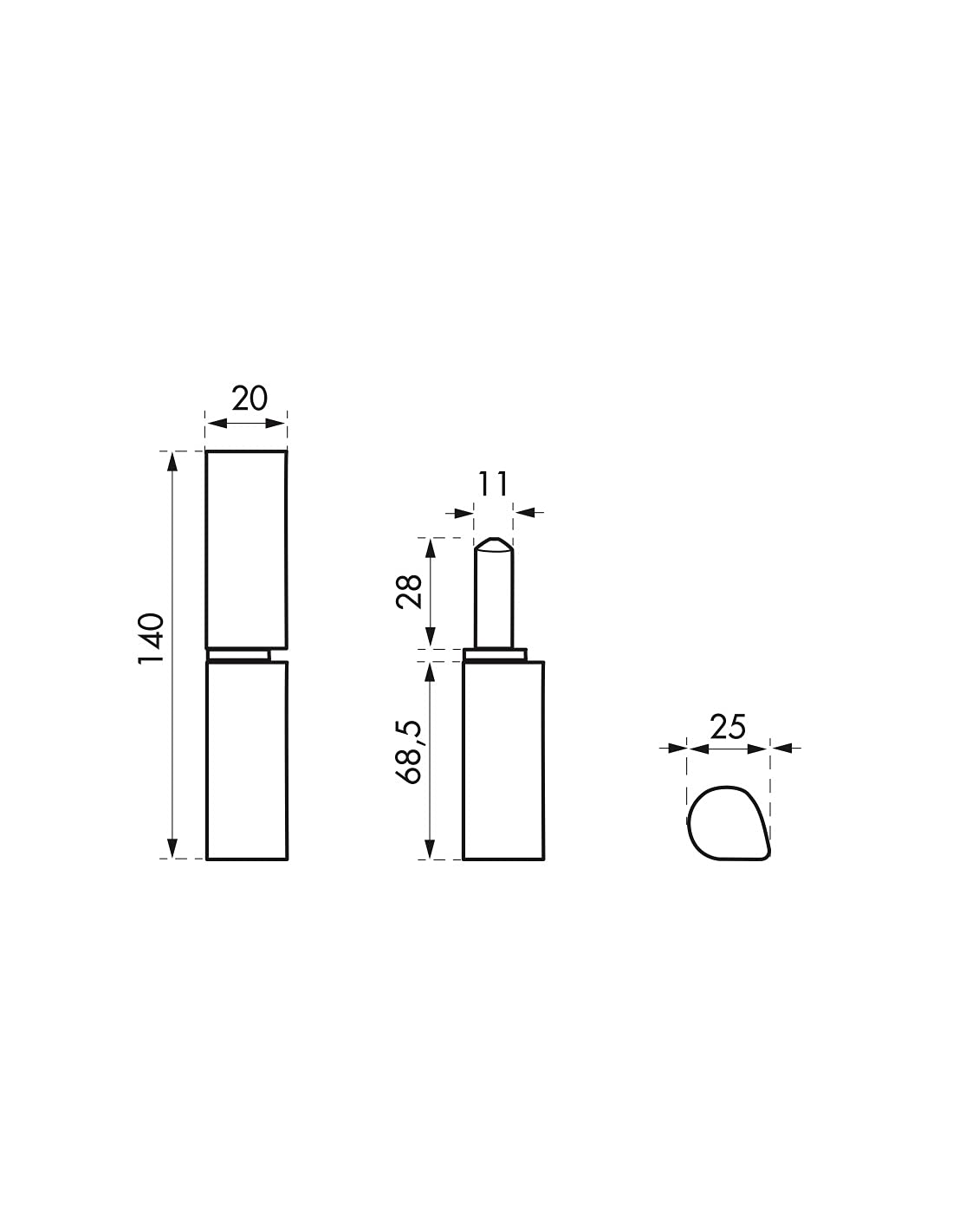 THIRARD - Paumelle de Porte d'Entrée et d'Intérieur à Souder - Inox - Acier - Bague Laiton - Facile à Installer - Fixation avec Trous - 20 x 25 x 140 mm - Gris