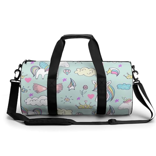Duffel bag licorne avec motifs nuages ultra résistant pour la gym