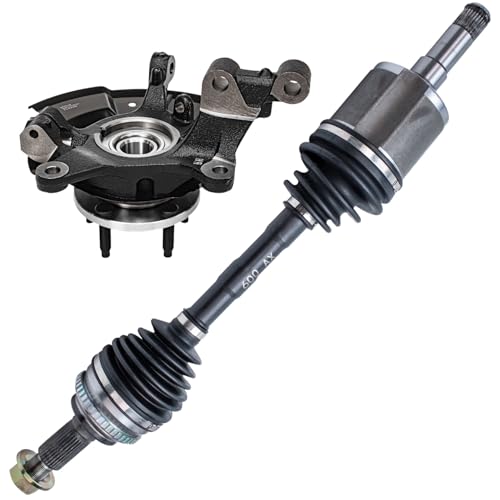 Image of Detroit Axle - Front Steering Knuckles w /Wheel Bearing Hub CV Axle for 2011-2014 Ford Edge, 2011-2015 Lincoln MKX 2012 2013 CV Axle Assembly Steering Knuckle w /Wheel Bearing Hub Replacement