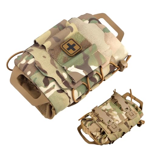 ANosteie First Aid Pouch, Two Piece System First Aid Kit Bag Empty, Multi-Pocket Belt Pouch, Waterproof Oxford Cloth Small Bag for Camping, Hiking