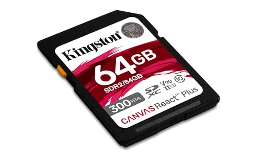 Image of Kingston Canvas React Plus 64GB SD Card | SDXC UHS-II | 300R /260W U3 V90 | Full HD /4K /8K | SDR2 /64GB
