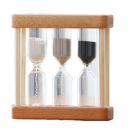 Clessidra combinata ispessita 1,3,5 minuti in legno, con combinazione di vetro, mini timer 3 in 1