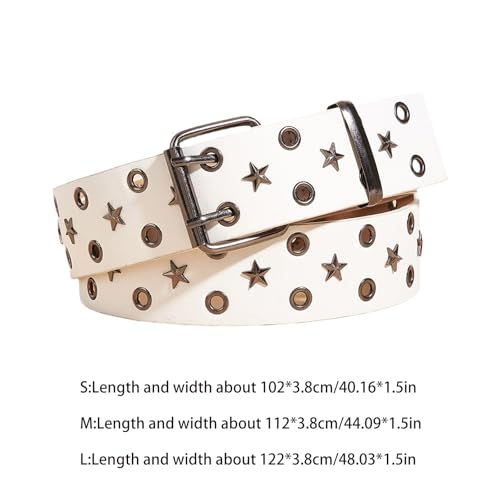 Grommet Waist Belt Punk Star Charm Skinny Chain Double Row Buckle Modern Waistband Waist Chain Studded Belt3