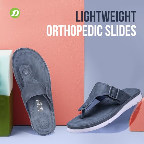 Image of DOCTOR EXTRA SOFT Womens Flat Memory Foam Slippers /Flip-Flops Fashion Stylish Casual Comfortable Diabetic Orthopedic Lightweight Synthetic Slip-On Sandals With Adjustable Buckle For Girls D-630