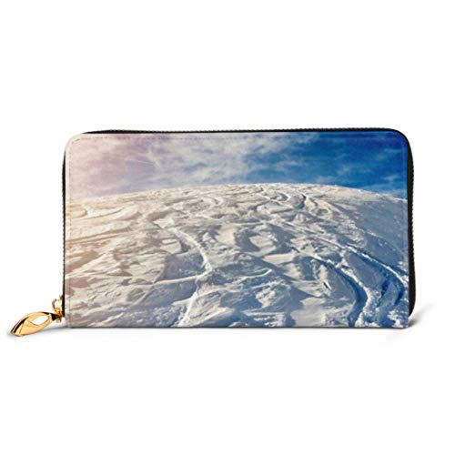 Preisvergleich Produktbild JHGFG Mode Handtasche Reißverschluss Brieftasche Snowy Abstract Offpiste Skifahren Hintergrund Ski Telefon Kupplung Geldbörse Abendkupplung Blocking Leder Brieftasche Multi Card Org