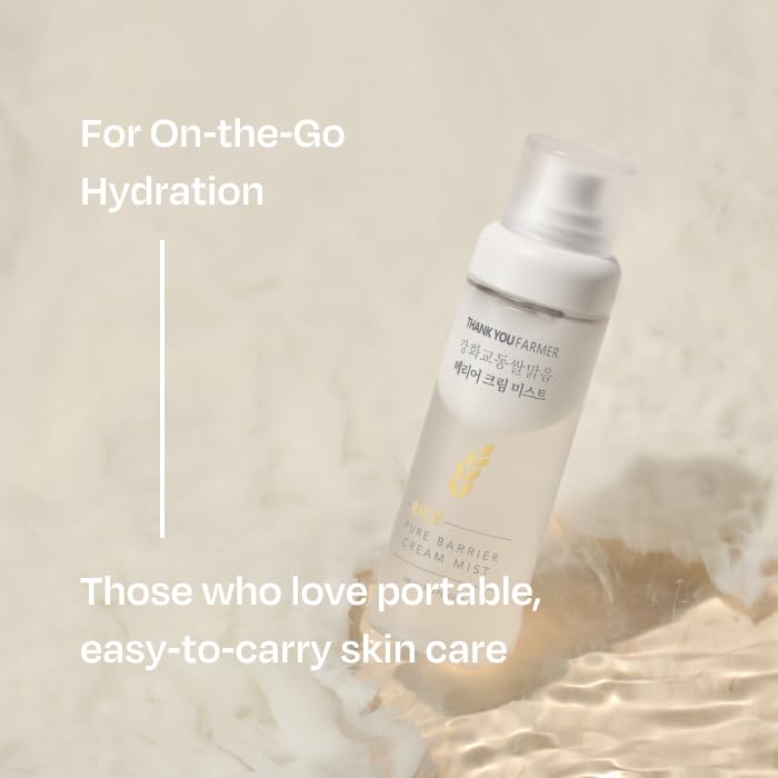 THANKYOU FARMER Rice Pure Barrier Cream Mist 3.38 Fl oz (100ml) - Korean Rice Extract Face Mist, Deep Hydration, Skin Barrier Smooth, Lightweight, Dual Layers for Radiance - Image 3