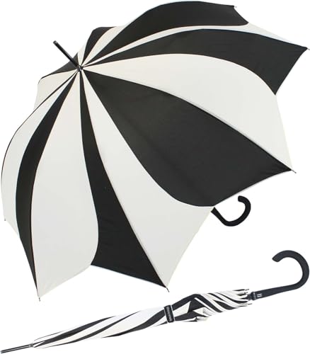 Pierre Cardin   Paraguas grande y estable para mujer con apertura automática   Girasol, negro blanco, 105 cm