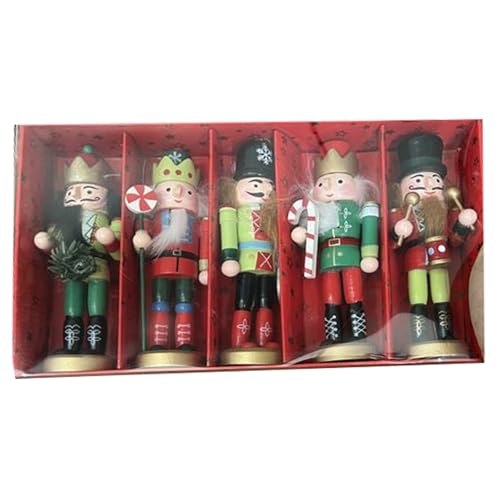 KDISHKRA 13 cm Nussknacker Figuren, 5PCS Holz Nussknacker König Soldaten