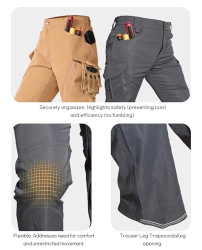 Men's Tactical Cargo Pants Lightweight Hiking Pants, Outdoor Work Military Combat Pants with Multi Pockets, No Belt - Image 6