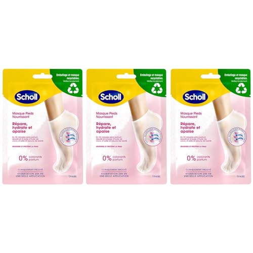 Scholl Maschera per piedi molto idratante, olio di cocco, confezione da 3