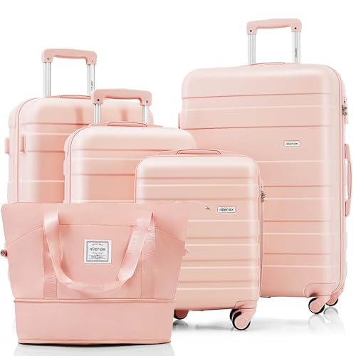 Image of 5 Piece ABS Hardshell Luggage Sets Spinner Wheel Suitcase TSA Lock Suitcases
